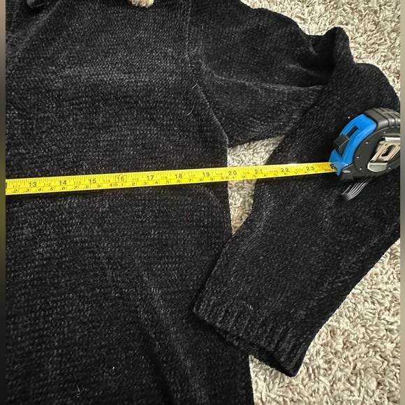 RARE! Vintage Berek chenille Wool blend Beat Black Cardigan Grandma Core Sz L - Picture 6 of 7